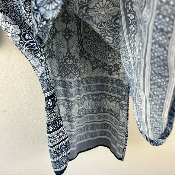 Anthropologie Fig & Flower Bohemian Rayon Balloon Sleeve Tunic Blouse L - Picture 6 of 13